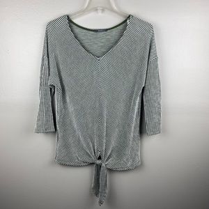 gyft Striped Long Sleeve Tied Top
